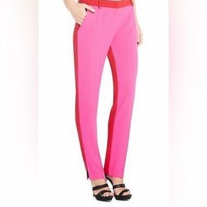 BCBGMaxAzria Neon Pink and Red Monique Slim Pants in Size Small